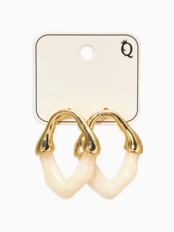 Серьги акрил "Столоктиты", цвет молочный в золоте