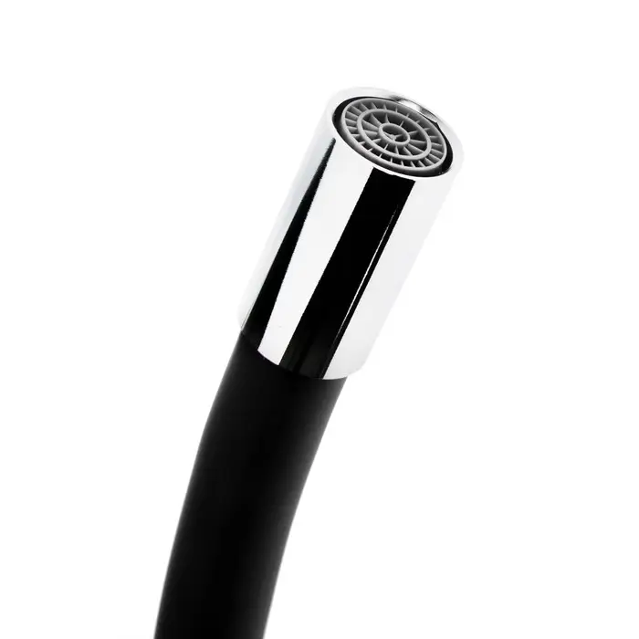 Смеситель для кухни ZEIN Z2104, двухвентильный, силиконовый излив, черный/хром