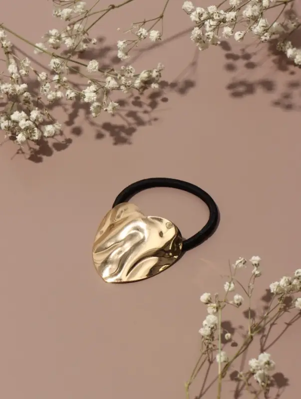 Резинка для волос "Залин" сердце, 4 см, золото