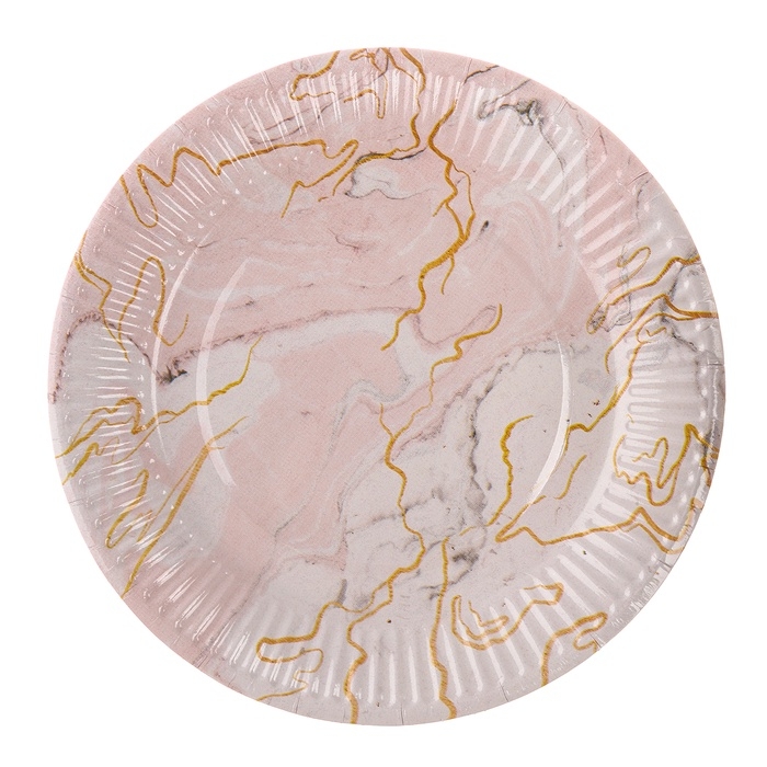 Набор бумажной посуды одноразовый «Мрамор»: 10 стаканов, 10 тарелок Набор бумажной посуды одноразовый «Мрамор»: 10 стаканов, 10 тарелок