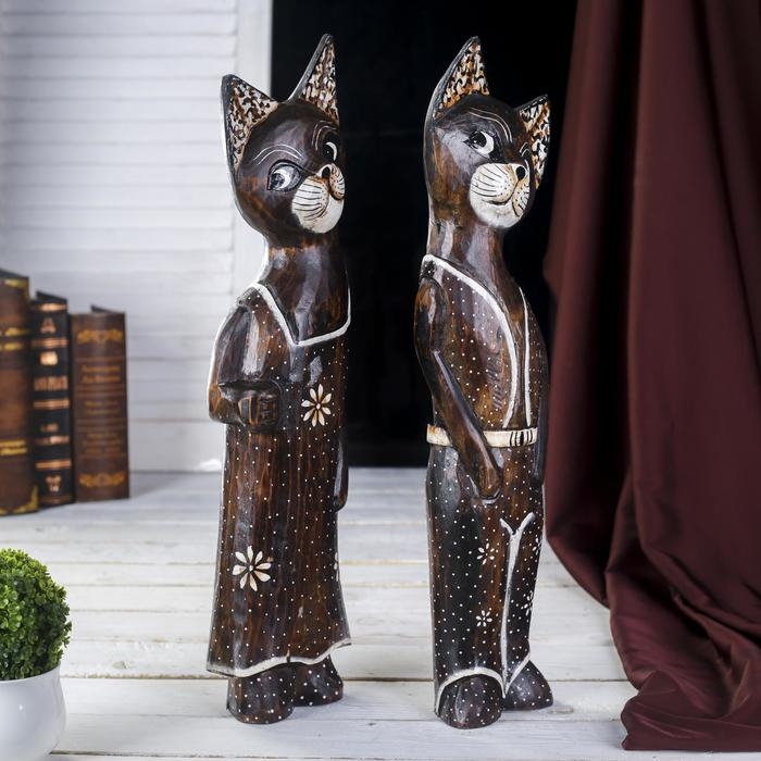 Сувенир дерево Сувенир дерево "Парочка котов в одежде" (набор 2 шт) 50х12х12 см