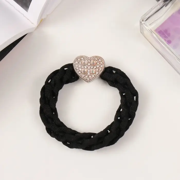 Резинка для волос Резинка для волос "Сэнди" сердце нежность, 6 см, чёрный