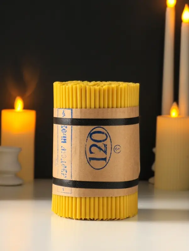 Свечи церковные медовые №120, упаковка 1 кг, парафин, медовое масло