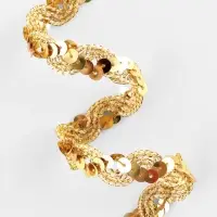 Тесьма декоративная с пайетками, 15 мм, 9.1&plusmn;0.5 м, цвет золотой