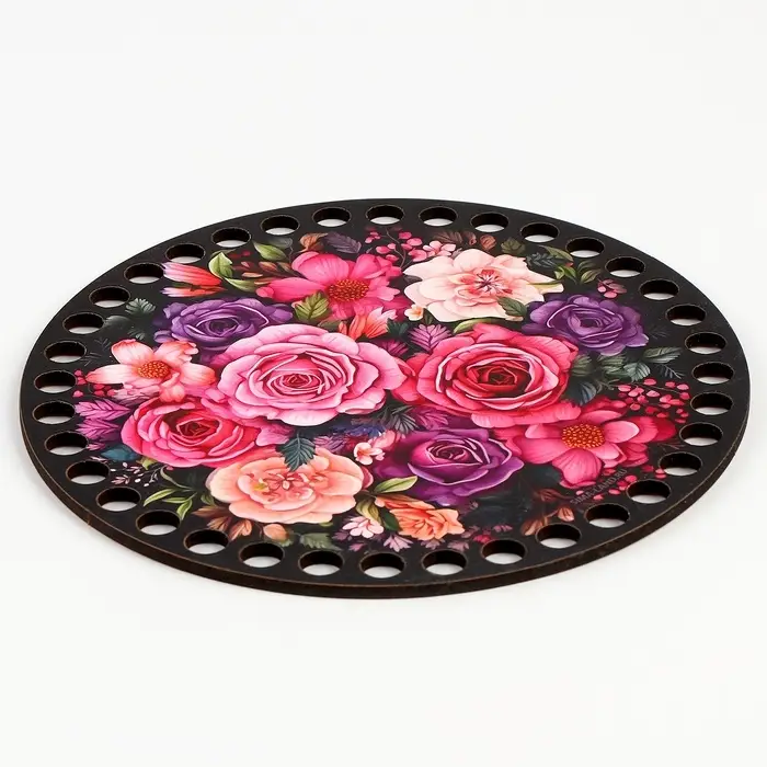 Донышки для вязания 2 в 1 &laquo;Букет цветов&raquo;, круг 15 см, хдф 3 мм