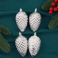 Ёлочные игрушки 4 шт. &laquo;Снежная шишка&raquo; 7&times;4.5 см