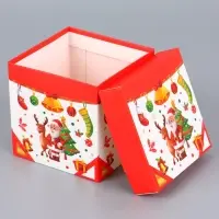 Коробка Самосборная "Дед мороз и Елка" 10х10х10 см