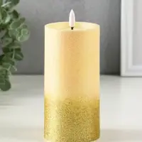 Светодиодная свеча LED RISALUX «Блёстки» 3хAAA золото 7,5х7,5х15 см