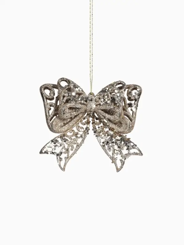 Ёлочная игрушка &laquo;Зимнее волшебство. Сияющая глазурь - бант&raquo; пластик, 11.5&times;10.5 см, золото