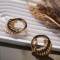 Серьги металл &laquo;Кольца&raquo;, тренд, цвет золото