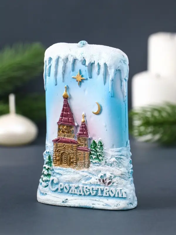 Свеча декоративная &laquo;Ледяная&raquo; 7&times;3.5&times;10.5 см, голубой