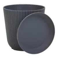 Горшок цветочный с поддоном, 12&times;11.5 см, пластиковый, серый