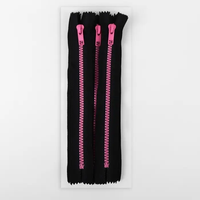 Молния «Трактор», №5, неразъёмная, замок автомат, 20 см, чёрная, розовая Молния «Трактор», №5, неразъёмная, замок автомат, 20 см, чёрная, розовая