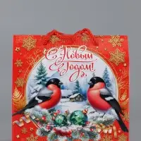 Коробка подарочная складная "Снегири" 23 х 10 х 23 см Коробка подарочная складная "Снегири" 23 х 10 х 23 см