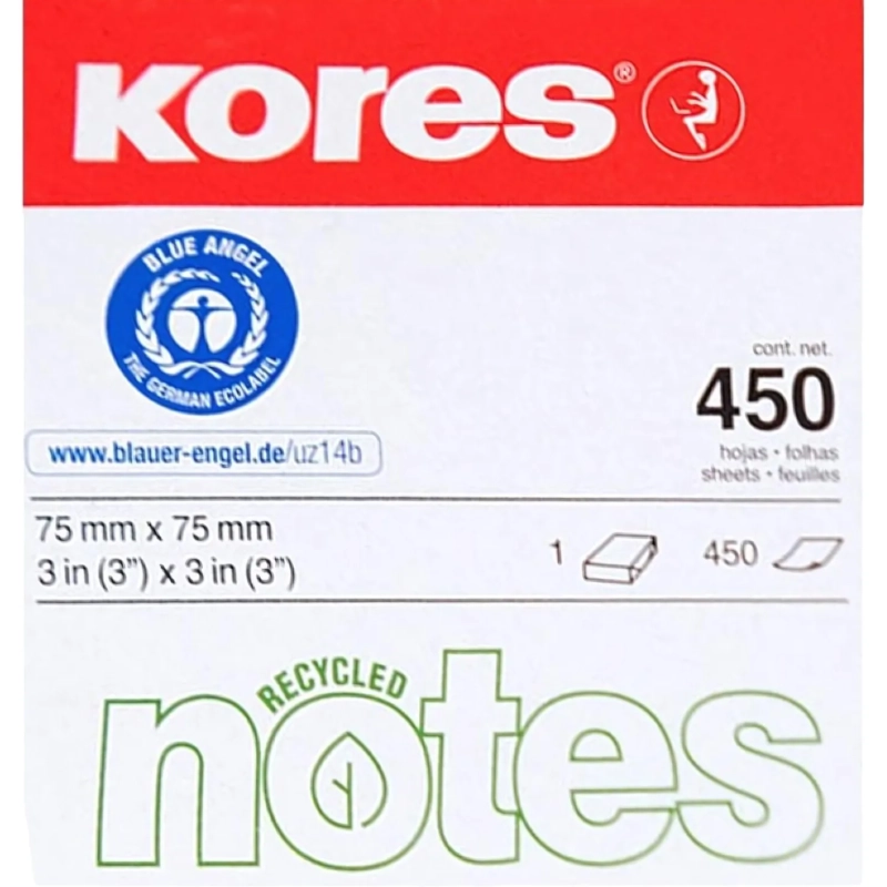 Стикеры Kores CUBO пастельный бум.для зам. 75х75 450л в карт кор 4цв 47463