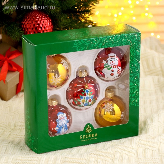 Набор новогодних шаров Набор новогодних шаров "Волшебство" d-6 см (набор 5 шт)