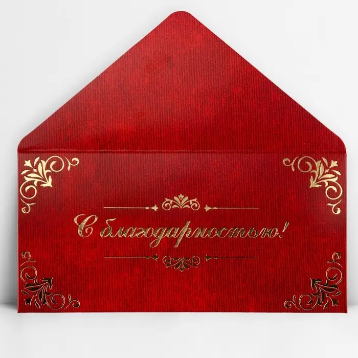 Конверт для денег &laquo;С благодарностью&raquo;, тиснение, 16.5&times;8 см