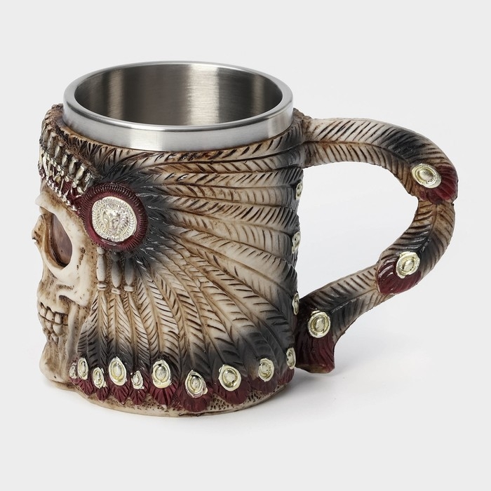 Кружка из нержавеющей стали «Череп», 400 мл, цвет бежевый Кружка из нержавеющей стали «Череп», 400 мл, цвет бежевый