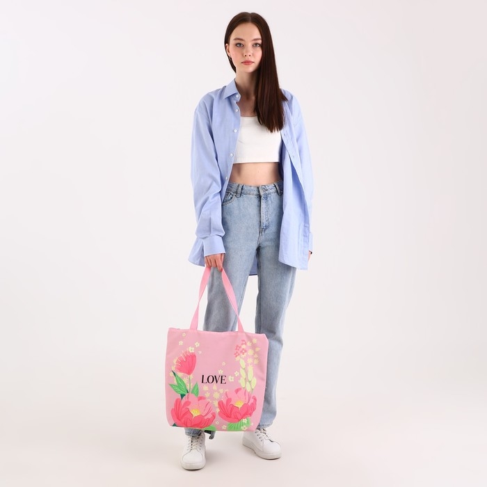 Шопер Love, на молнии, 37х32х10см Шопер Love, на молнии, 37х32х10см