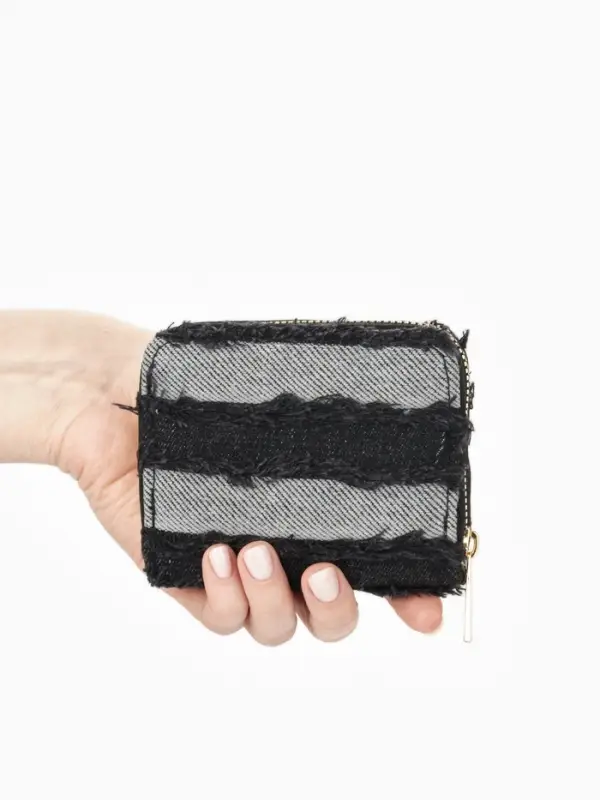 Кошелёк женский на молнии 8.5&times;2&times;11 см, джинсовый, чёрный