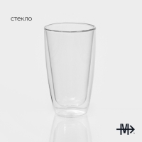 Стакан стеклянный с двойными стенками Magistro «Поль. Дуо», 400 мл, 8,5×15 см
