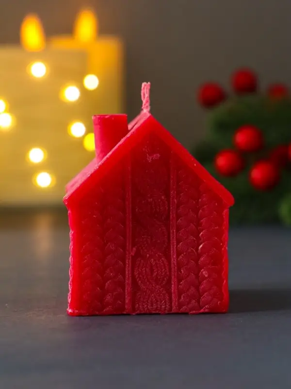 Свеча "Сканди дом вязаный" 55*60 мм, красный