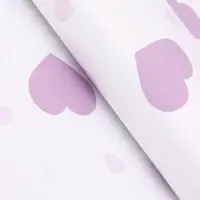 Пленка для цветов, "Сердца на белом", сиреневый, 57х57 см