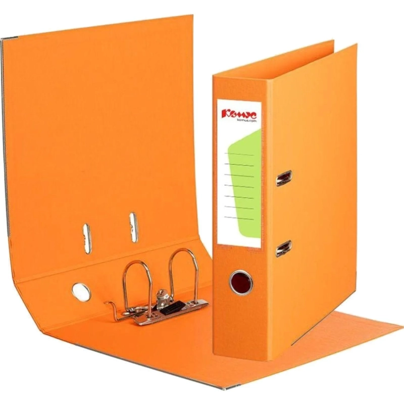 Папка-регистратор Комус Стандарт 75мм&nbsp; оранжевая, ПБП2, карм.кор., мет.уг