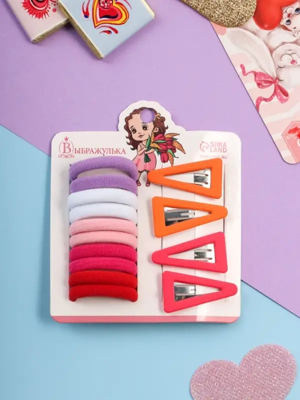 Набор для волос «Аделия»: 10 резинок 3 см, 4 невидимки 3.5 см, колор, МИКС