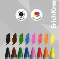 Восковые мелки 8 цветов ErichKrause Baby Jumbo, утолщенные, круглые