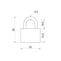 Замок навесной, тип 1, 33&times;40 мм, 2 ключа