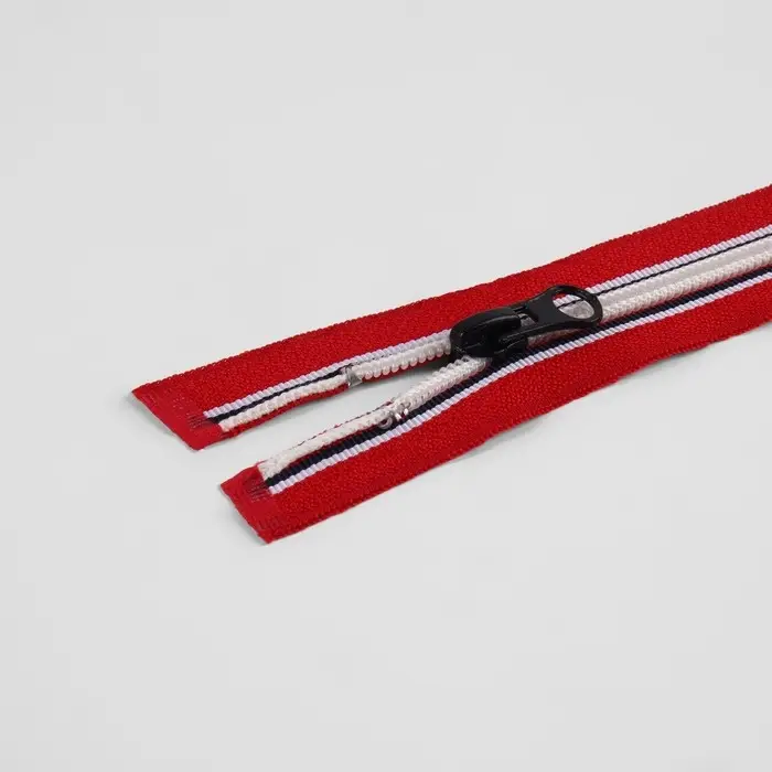 Молния «Спираль», №5, разъёмная, замок автомат, 80 см, красная, белая, чёрная Молния «Спираль», №5, разъёмная, замок автомат, 80 см, красная, белая, чёрная