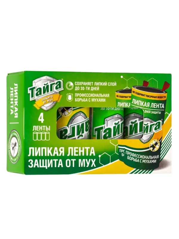 Тайга липкая лента защита от мух в коробочке 4 ед. Тайга липкая лента защита от мух в коробочке 4 ед.