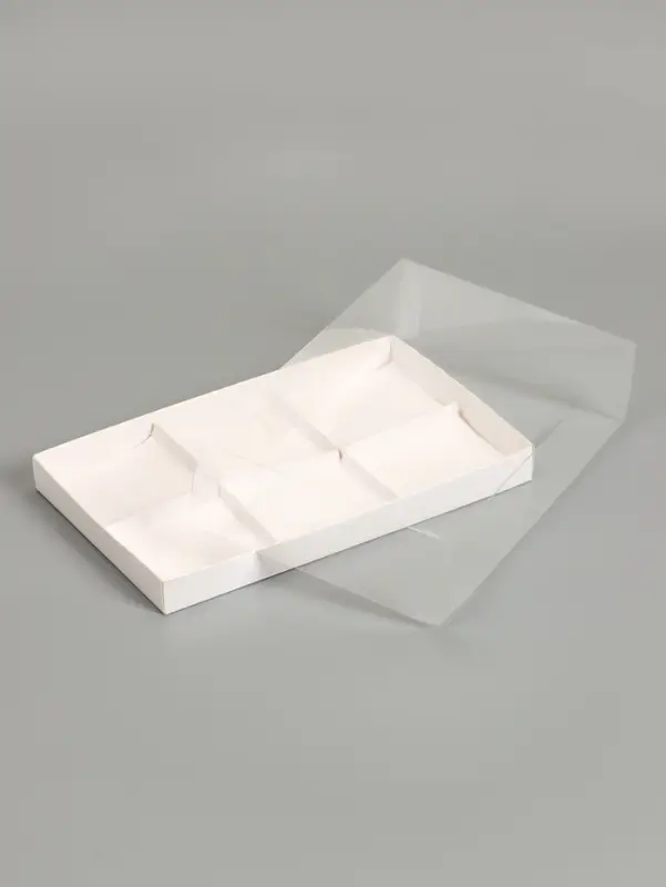 Коробка для муссовых пирожных 6 штук, 26&times;17&times;6 см, белый