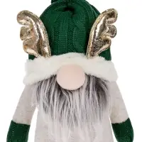 Фигура текстиль «Гном лосяш в зелёном» 33×12×18 см, 1 LED, от батареек AG13×3, свечение тёплое белое