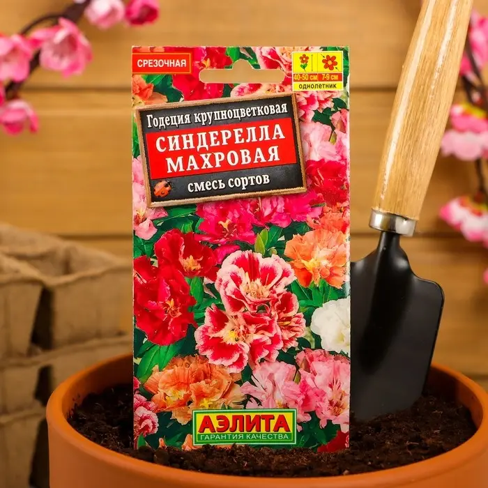 Семена цветов Годеция Семена цветов Годеция "Синдерелла" крупноцветковая махровая, смесь окрасок, О, 0,05 г