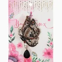 Брошь &laquo;Бабочка&raquo;, винтаж, коричневая в чернёном золоте