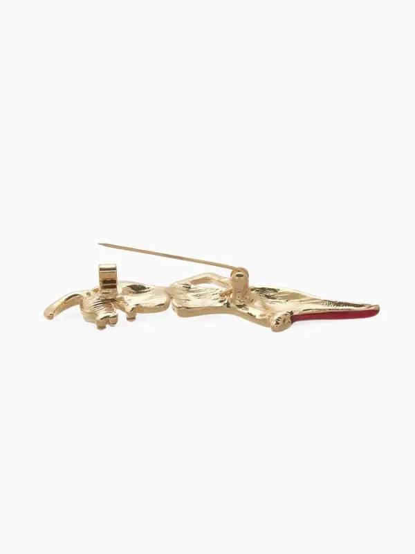 Брошь &laquo;Леди&raquo;, в шляпке, красная в золоте