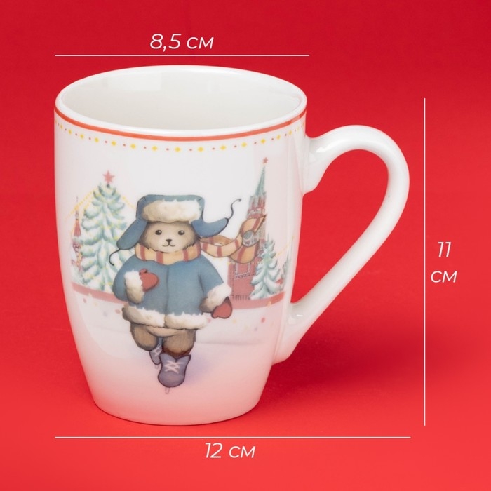 Новогодняя кружка для чая Доляна «Московский мишка», 330 мл, 12×8,5×11 см, фарфор, цвет белый Новогодняя кружка для чая Доляна «Московский мишка», 330 мл, 12×8,5×11 см, фарфор, цвет белый
