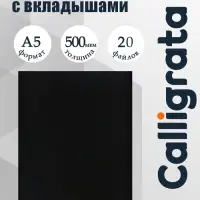 Папка с 20 вкладышами А5, 500 мкм, Calligrata, текстура &laquo;песок&raquo;, черная