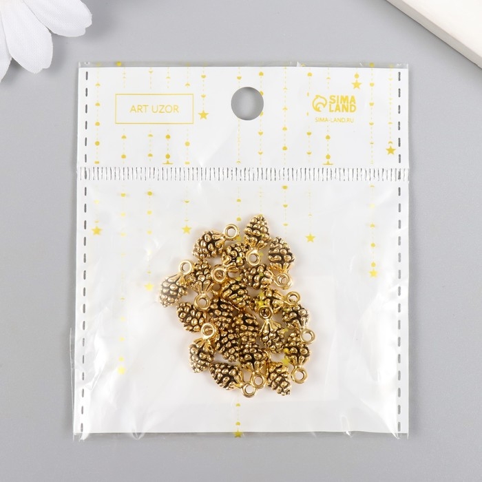 Декор металл для творчества Декор металл для творчества "Золотая шишка" 1х0,6см, набор 20 шт