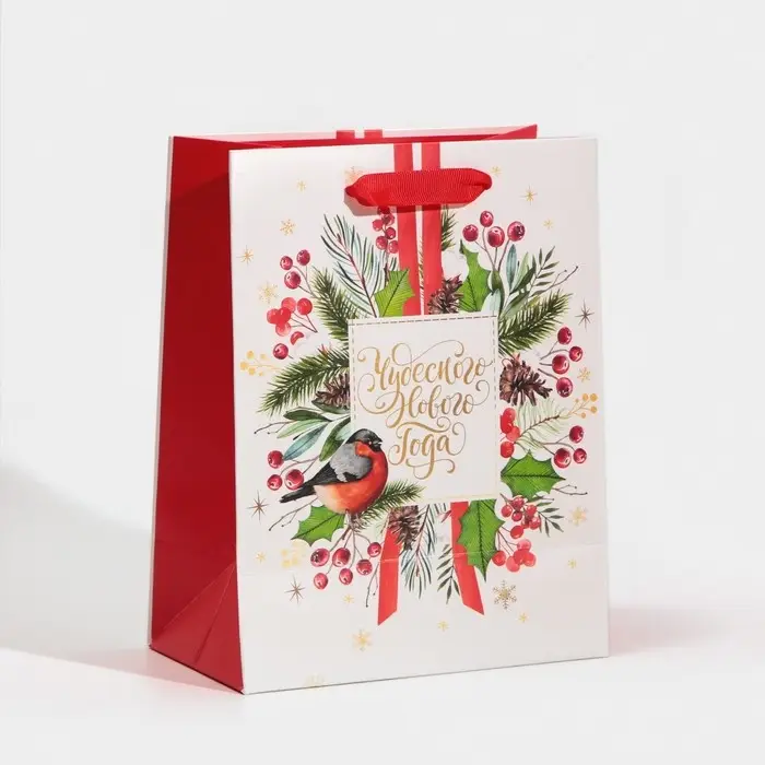 Пакет подарочный новогодний ламинированный «Чудесного Нового Года», MS 18 х 23 х 10 см