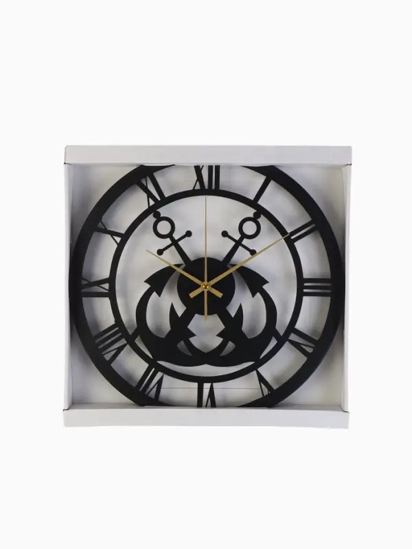 Часы настенные интерьерные &laquo;Якорь&raquo;, бесшумные, плавный ход, d=40 см, металл, чёрные