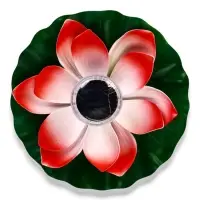 Садовый светильник для водоемов 28 х 28 х 9 см на солнечной бат-е "Лотос" красный N008