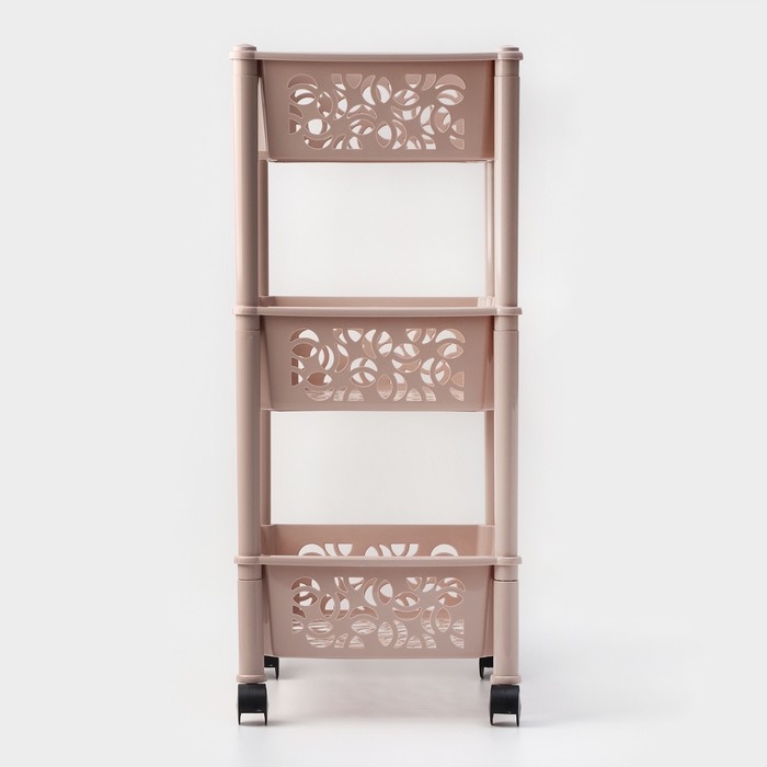 Этажерка напольная 3-х секционная Prima, на колёсиках, цвет МИКС Этажерка напольная 3-х секционная Prima, на колёсиках, цвет МИКС