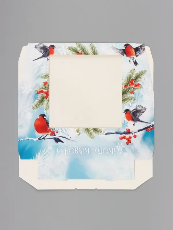 Коробка подарочная новогодняя, складная 20&times;20&times;4 см &laquo;Снегири&raquo;