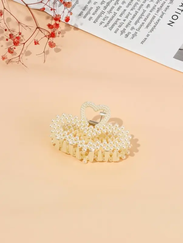 Крабик для волос &laquo;Лиллиан&raquo;, сердце, 8 см, белый