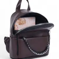 Рюкзак-мини женский на молнии, с карманом, размер 21&times;12&times;27 см, коричневый
