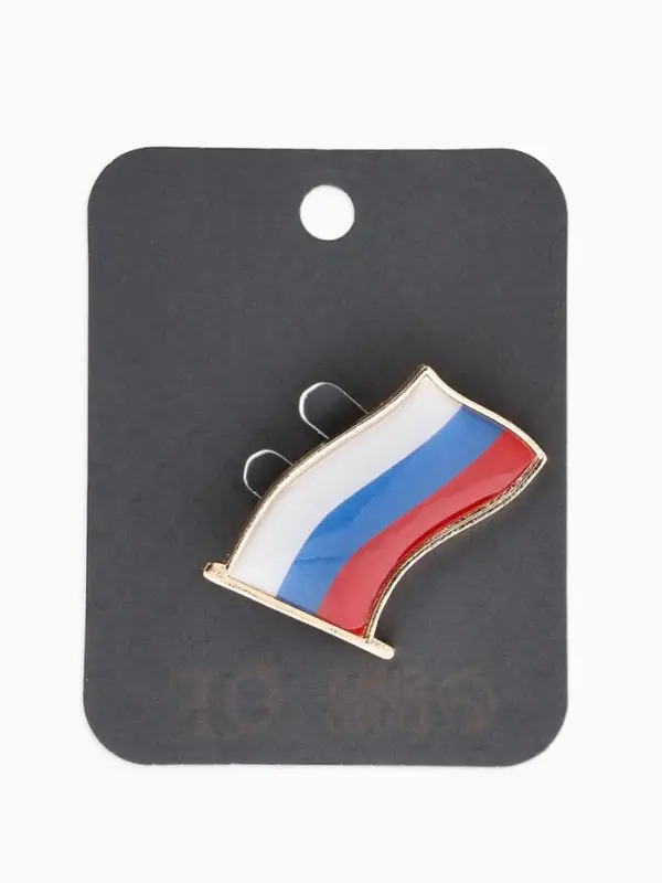 Брошь "Флаг России", триколор в золоте