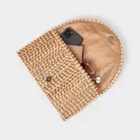 Сумка клатч плетёная из пальмового листа, 28&times;16&times;2 см, золотистая